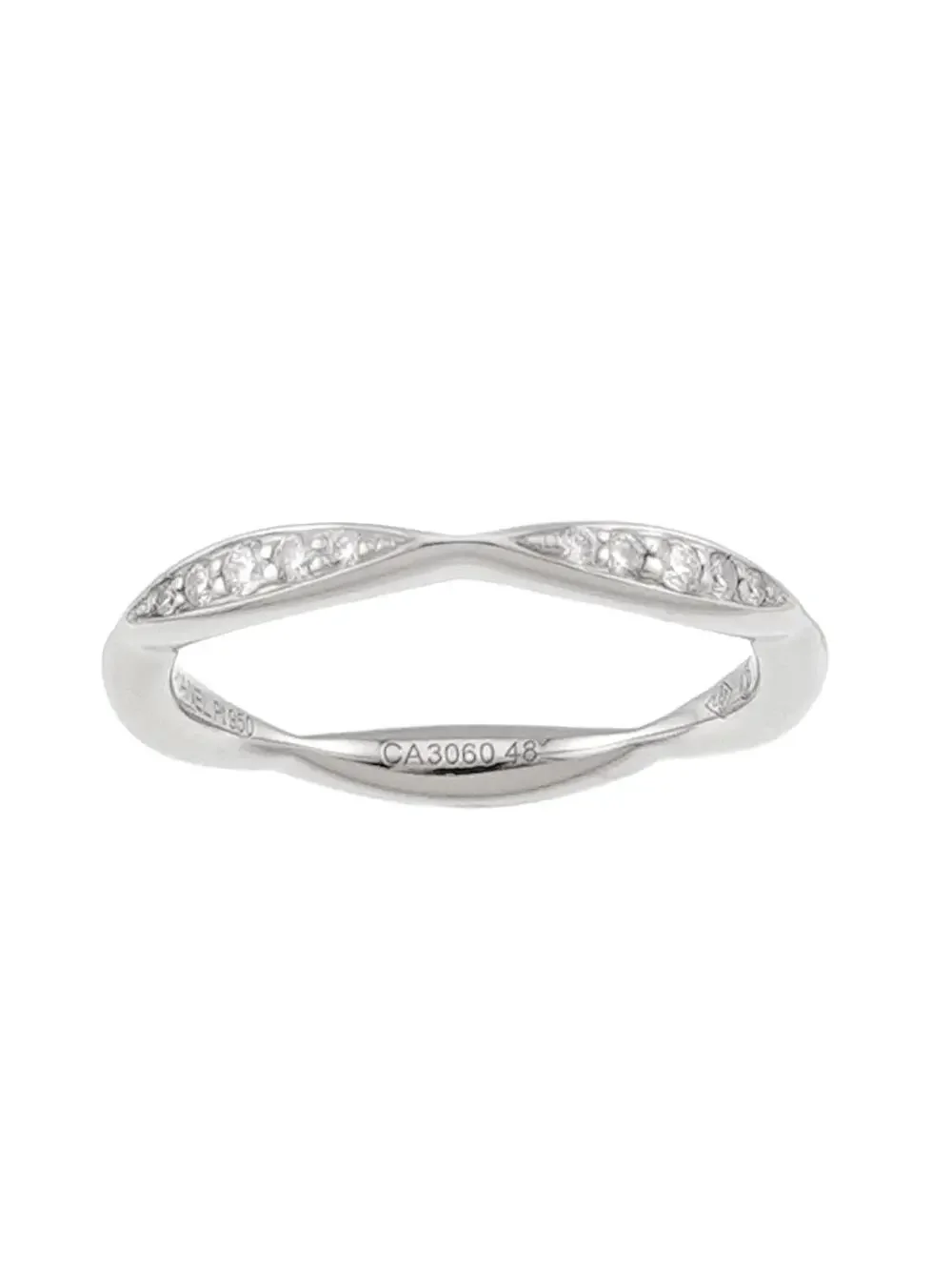 Chanel Camellia Ring Platinum With Half #327642C12B